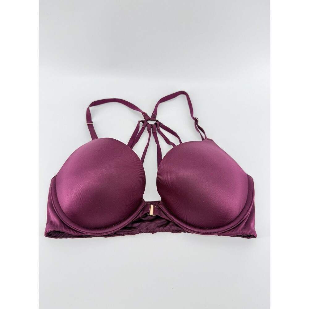 Victorias Secret Very Sexy Push Up Bra 34C Plum Purple Strappy Front Clasp